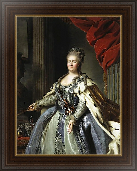 Постер Портрет Екатерины II 5 с типом исполнения На холсте в раме в багетной раме 1.023.151