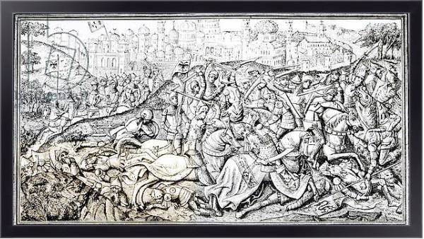 Постер Facsimile of the Conquest of Jerusalem by Charlemagne, from the 'Chroniques de Charlemagne' с типом исполнения На холсте в раме в багетной раме 221-01