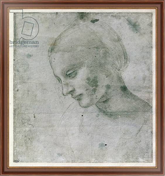 Постер Head of a Young Woman or Head of the Virgin, c.1490 с типом исполнения На холсте в раме в багетной раме 35-M719P-83
