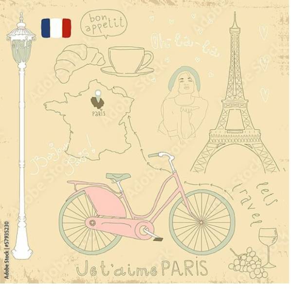 Постер Символы Парижа с типом исполнения На холсте без рамы