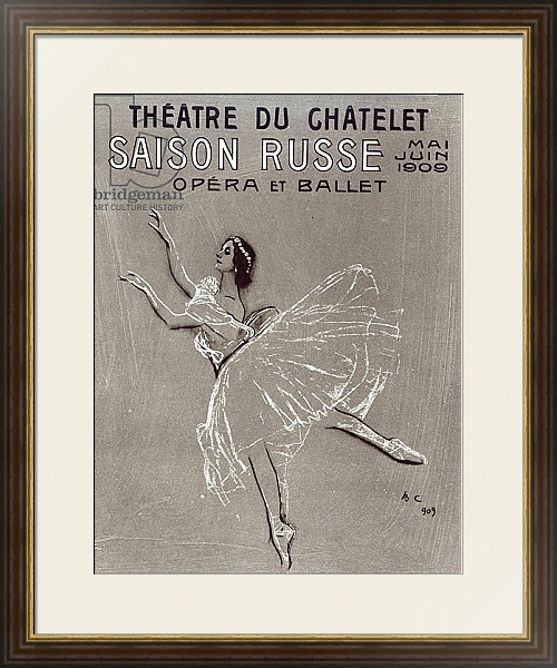 Постер Poster for the 'Saison Russe' at the Theatre du Chatelet, 1909 с типом исполнения Под стеклом в багетной раме 1.023.036