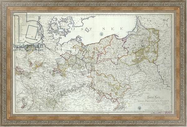 Постер Map of the Prussian States in 1799 с типом исполнения На холсте в раме в багетной раме 484.M48.310