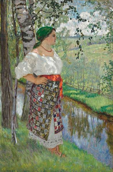 Постер Peasant Woman by a Brook, 1912 с типом исполнения На холсте без рамы
