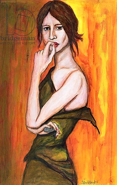 Постер Green Dress and Mobile Phone, 2006 с типом исполнения На холсте без рамы