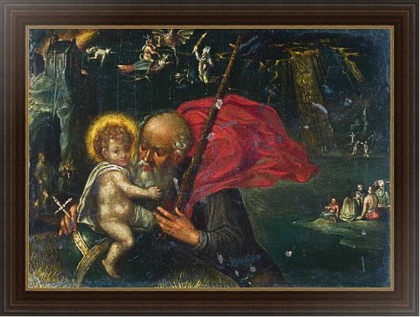Постер Святой Христофор, несущий невинного младенца с типом исполнения На холсте в раме в багетной раме 1.023.151