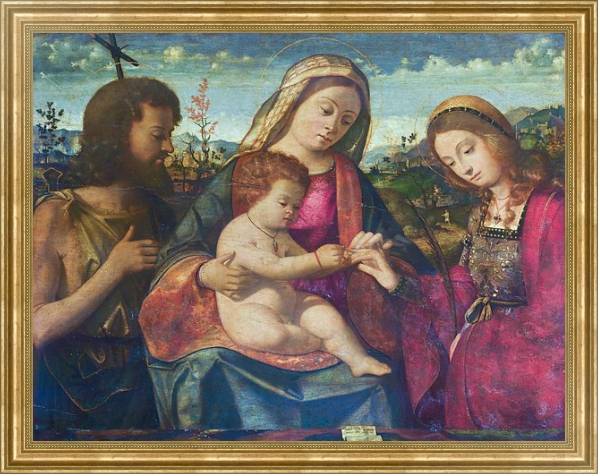 Постер Дева Мария и младенец со святыми с типом исполнения На холсте в раме в багетной раме NA033.1.051