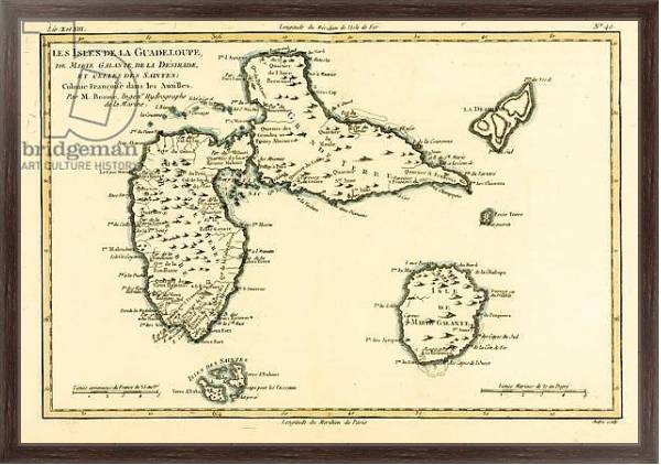 Постер The Islands of Guadeloupe, Marie-Galante, La Desirade, and the Isles des Saintes с типом исполнения На холсте в раме в багетной раме 221-02