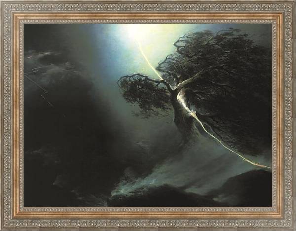 Постер Дуб, раздробленный молнией. Аллегория на смерть жены художника. 1842 с типом исполнения На холсте в раме в багетной раме 484.M48.310