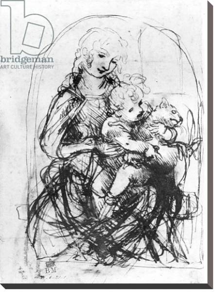 Постер Study for a Madonna with a Cat, c.1478-80 2 с типом исполнения На холсте без рамы