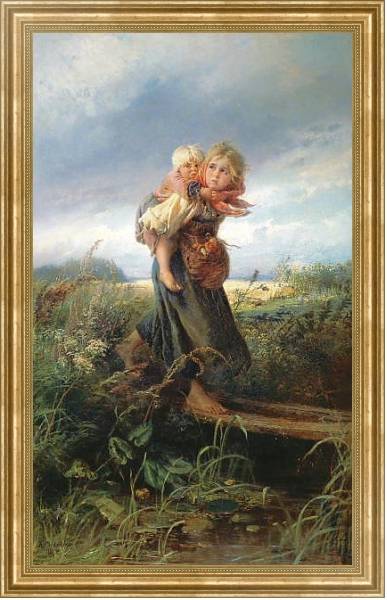 Постер Дети, бегущие от грозы. 1872 с типом исполнения На холсте в раме в багетной раме NA033.1.051