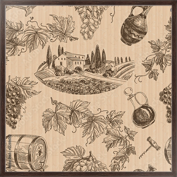 Постер Виноделие 1 с типом исполнения На холсте в раме в багетной раме 221-02