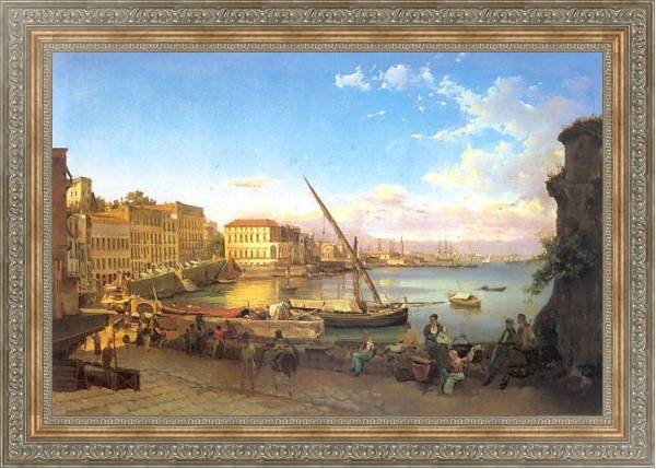 Постер Набережная Санта Лючия в Неаполе. 1820-е с типом исполнения На холсте в раме в багетной раме 484.M48.310