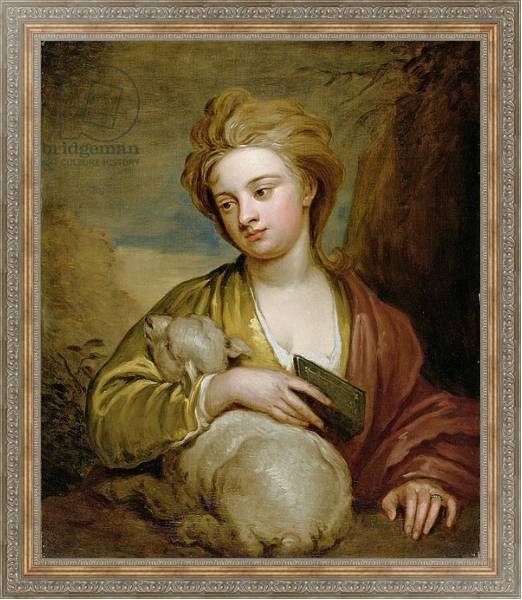 Постер Portrait of a Woman as St. Agnes, traditionally identified as Catherine Voss, c.1705-10 с типом исполнения На холсте в раме в багетной раме 484.M48.310