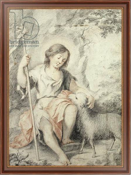Постер The Young John the Baptist with the Lamb in a Rocky Landscape с типом исполнения На холсте в раме в багетной раме 35-M719P-83