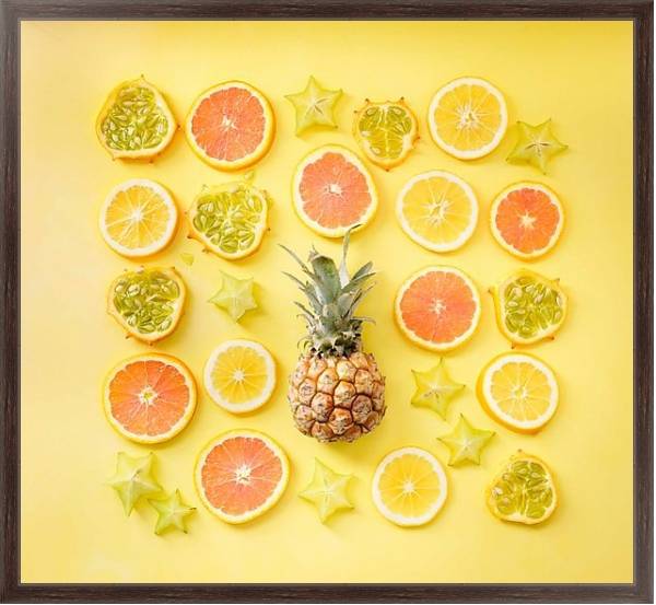 Постер Цитрусовая композиция из сочных фруктов с типом исполнения На холсте в раме в багетной раме 221-02