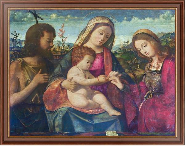 Постер Дева Мария и младенец со святыми с типом исполнения На холсте в раме в багетной раме 35-M719P-83