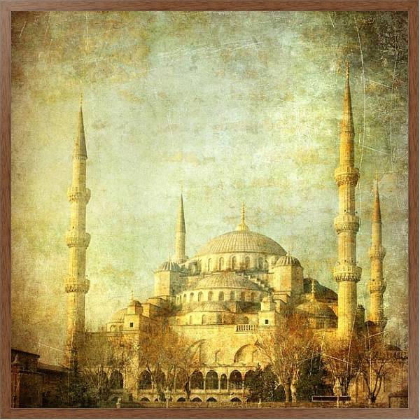 Постер Стамбул. Синяя мечеть. Состаренное фото с типом исполнения На холсте в раме в багетной раме 1727.4310