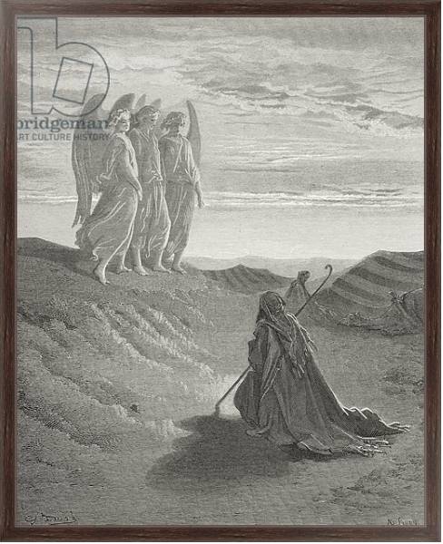 Постер Abraham and the Three Angels, illustration from Dore's 'The Holy Bible', engraved by Ligny, 1866 с типом исполнения На холсте в раме в багетной раме 221-02