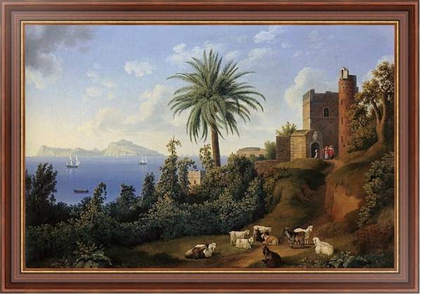 Постер Blick vom Posillipo auf die Insel Capri с типом исполнения На холсте в раме в багетной раме 35-M719P-83