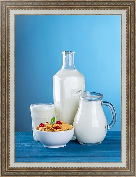 Постер Хлопья с молоком с типом исполнения На холсте в раме в багетной раме 595.M52.330