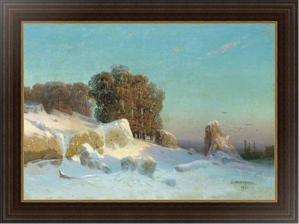 Постер Зимний пейзаж 8 с типом исполнения На холсте в раме в багетной раме 1.023.151