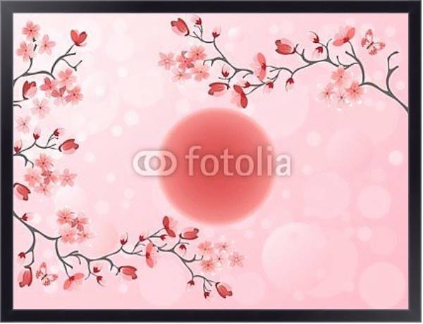 Постер Вишневый розовый цвет с типом исполнения На холсте в раме в багетной раме 221-01