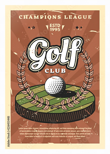 Постер Чемпионат мира по гольфу, ретро плакат с типом исполнения На холсте в раме в багетной раме 221-03