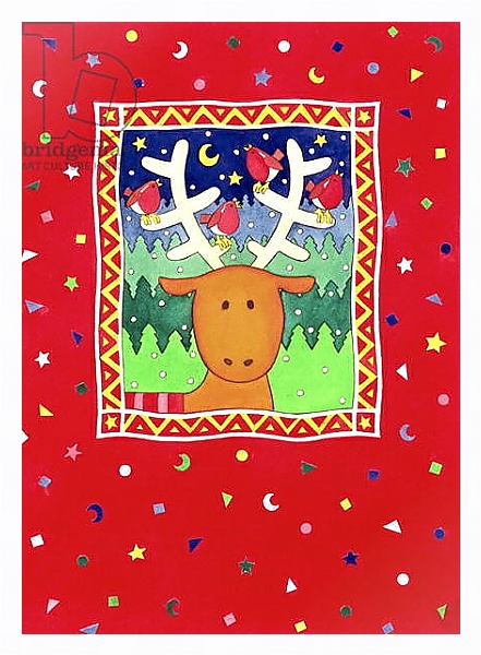 Постер Reindeer and Robins с типом исполнения На холсте в раме в багетной раме 221-03