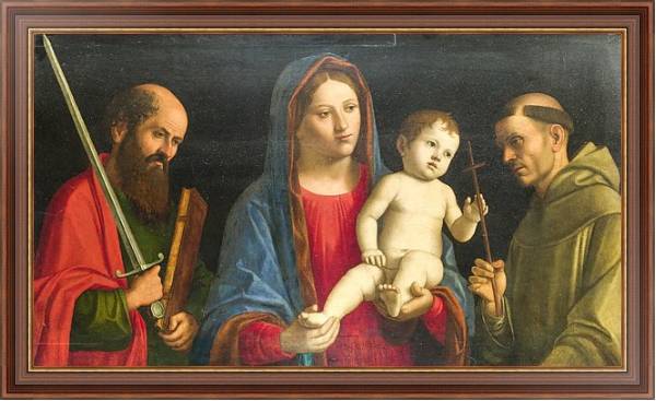 Постер Дева Мария с ребенком со святыми Павлом и Франсисом с типом исполнения На холсте в раме в багетной раме 35-M719P-83