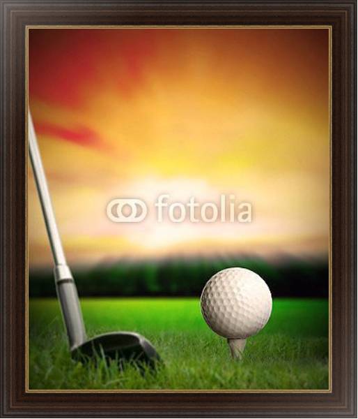 Постер Мяч для игры в гольф перед первым ударом с типом исполнения На холсте в раме в багетной раме 1.023.151