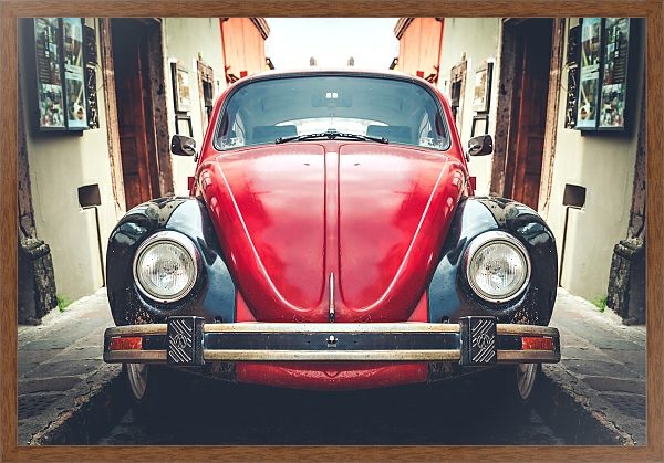 Постер Старый красный volkswagen с типом исполнения На холсте в раме в багетной раме 1727.4310