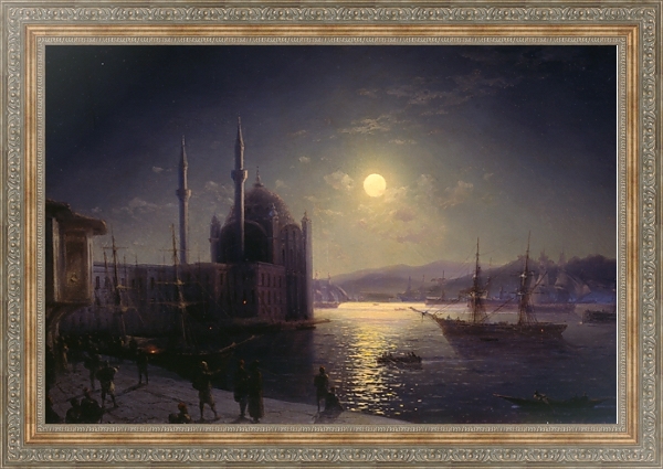 Постер Лунная ночь на Босфоре с типом исполнения На холсте в раме в багетной раме 484.M48.310