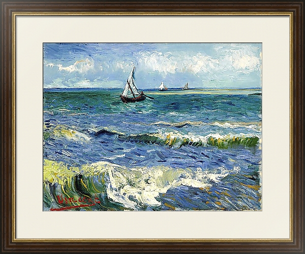 Постер Морской пейзаж в Сен-Мари с типом исполнения Под стеклом в багетной раме 1.023.036