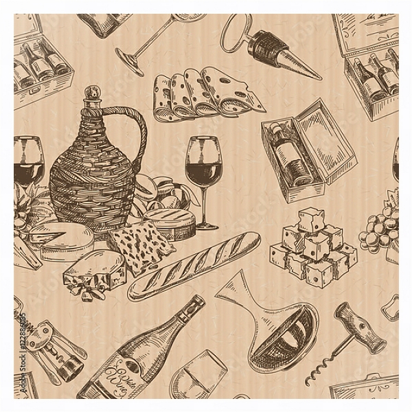 Постер Вино и закуски с типом исполнения На холсте в раме в багетной раме 221-03
