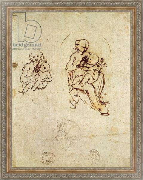 Постер Study for the Virgin and Child, c.1478-1480 с типом исполнения На холсте в раме в багетной раме 484.M48.310