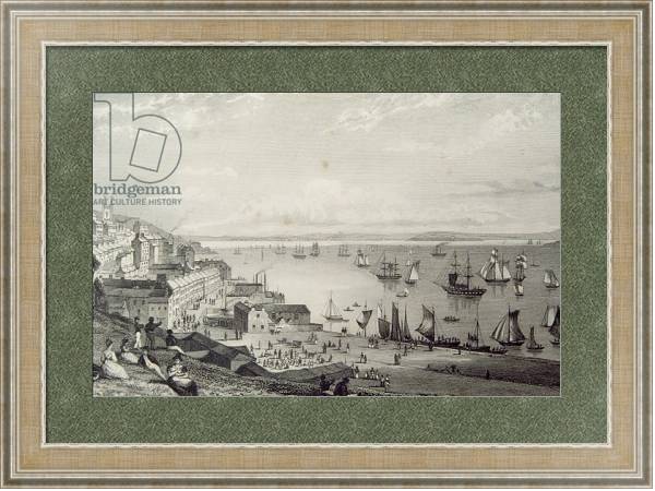 Постер View of Cobh Harbour, looking towards Rostellan, County Cork, Ireland 1860s с типом исполнения Акварель в раме в багетной раме 485.M40.584