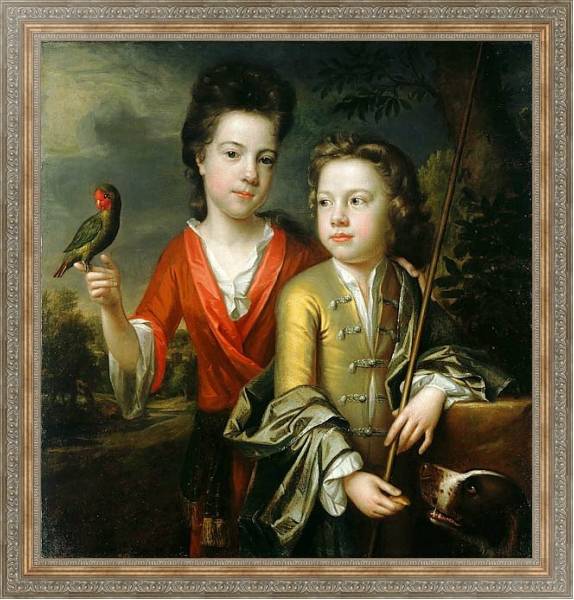Постер Двое детей с типом исполнения На холсте в раме в багетной раме 484.M48.310