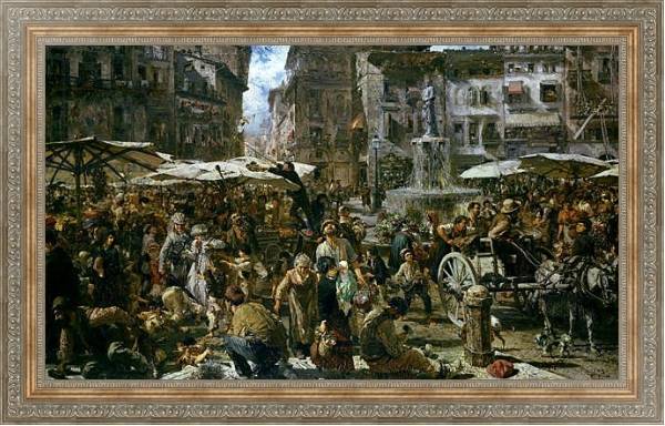Постер The Market of Verona, 1884 с типом исполнения На холсте в раме в багетной раме 484.M48.310