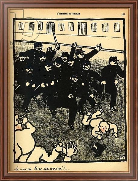 Постер A police brigade charges a group of demonstrators, 1902 с типом исполнения На холсте в раме в багетной раме 35-M719P-83