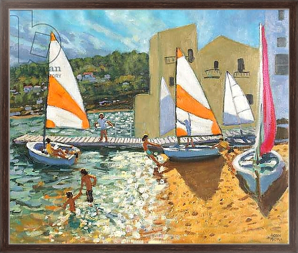 Постер Launching boats,Calella de Palafrugell,Spain, с типом исполнения На холсте в раме в багетной раме 221-02