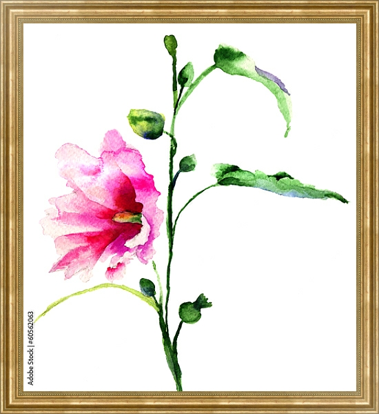 Постер Акварель. Цветок с типом исполнения На холсте в раме в багетной раме NA033.1.051