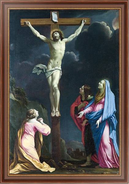 Постер Христос на кресте с Девой Марией и Святыми с типом исполнения На холсте в раме в багетной раме 35-M719P-83