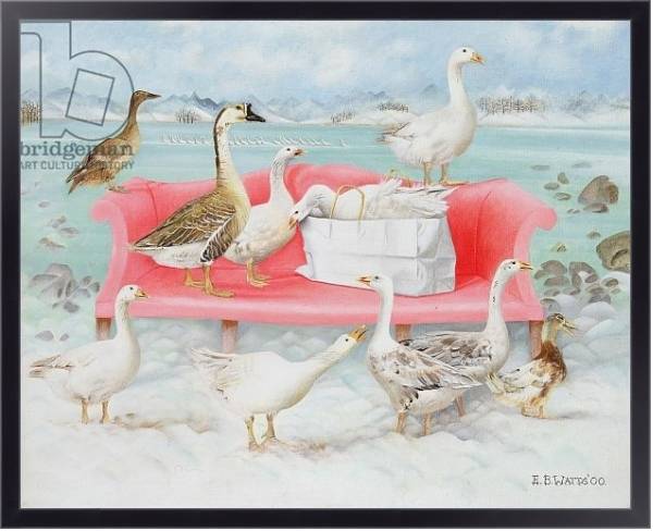 Постер Geese on Pink Sofa, 2000 с типом исполнения На холсте в раме в багетной раме 221-01