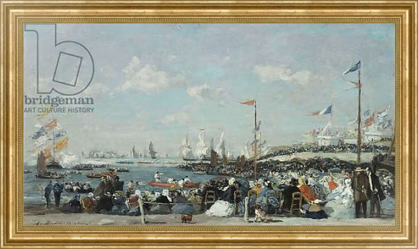 Постер The Regatta at Le Havre, 1869 с типом исполнения На холсте в раме в багетной раме NA033.1.051