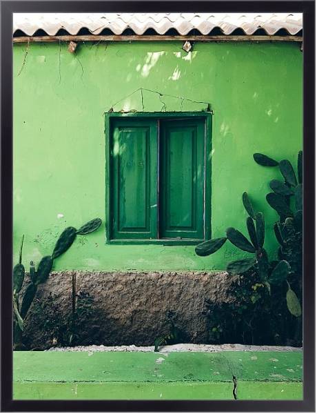 Постер Зеленый дом с кактусами с типом исполнения На холсте в раме в багетной раме 221-01