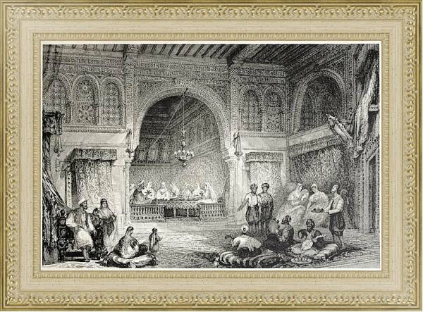Постер Moorish palace interior, Algiers. Created by Allon and Challis, published on Il Mediterraneo Illustr с типом исполнения Акварель в раме в багетной раме 484.M48.725
