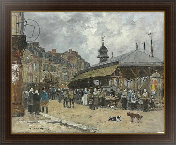 Постер Market at Trouville; Marche a Trouville, 1878 с типом исполнения На холсте в раме в багетной раме 1.023.151