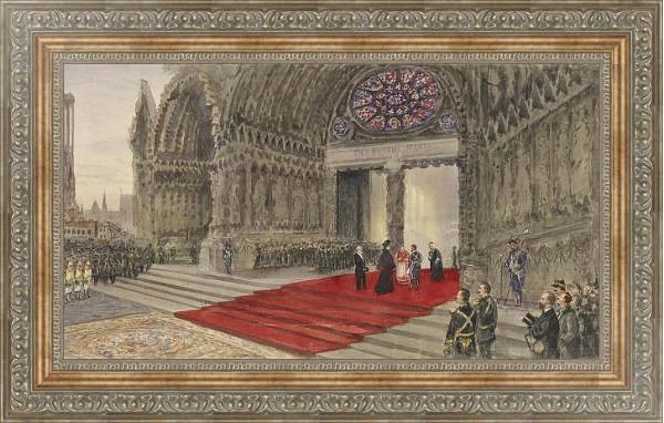 Постер Посещение императорской четой Реймского собора с типом исполнения На холсте в раме в багетной раме 484.M48.310