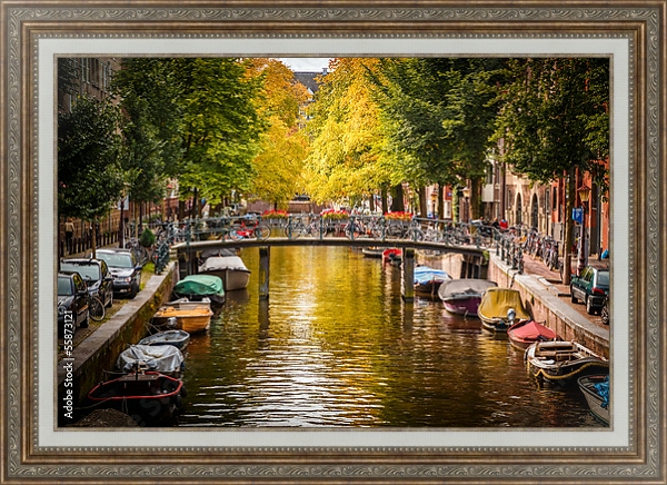 Постер Голландия. Амстердам. Каналы 2 с типом исполнения На холсте в раме в багетной раме 595.M52.330