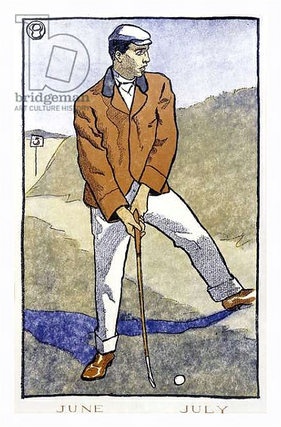 Постер Golf Player - in “” Golf Calendar”” by Edward Penfield, 1899 с типом исполнения На холсте в раме в багетной раме 221-03